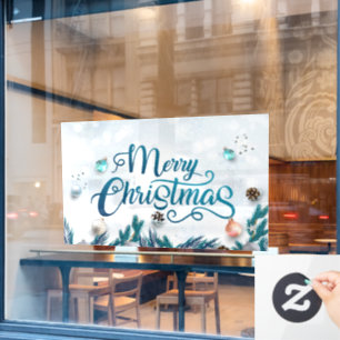 Merry Christmas with Ornaments Window Cling