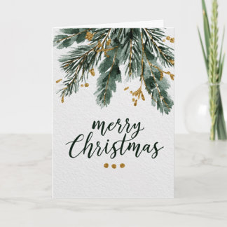Merry Christmas with Pine Branches  Card