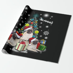 Merry Christmas with Pug Dog Animal Wrapping Paper