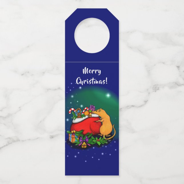 Merry Christmas with Rat Prince Bottle Tag (Front)