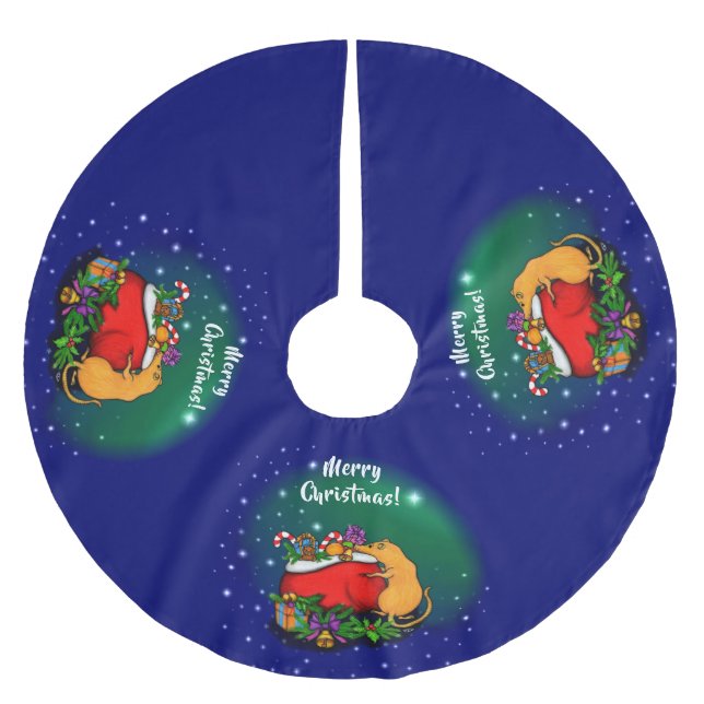 Merry Christmas with Rat Prince Brushed Polyester Tree Skirt (Front)