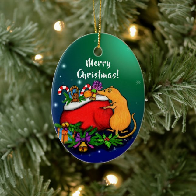 Merry Christmas with Rat Prince Ceramic Tree Decoration (Tree)