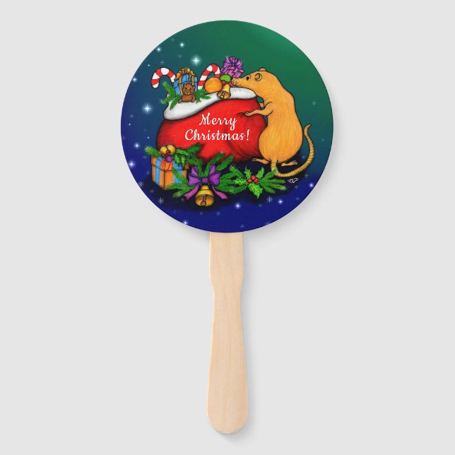 Merry Christmas with Rat Prince Hand Fan (Front)