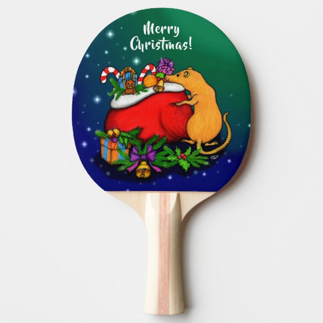 Merry Christmas with Rat Prince Ping Pong Paddle (Front)