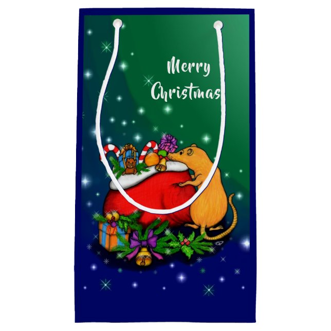Merry Christmas with Rat Prince Small Gift Bag (Front)