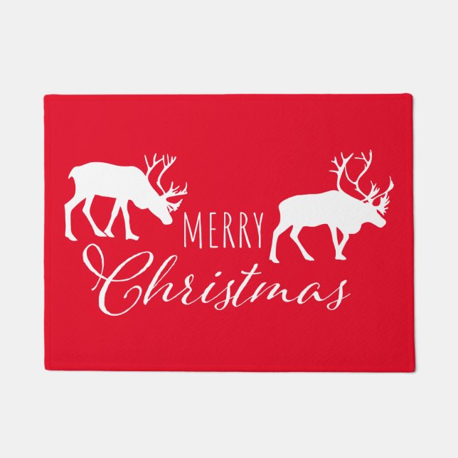 Merry Christmas with Reindeer Doormat (Front)