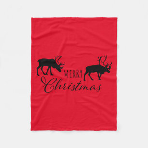 Merry Christmas with Reindeer Fleece Blanket