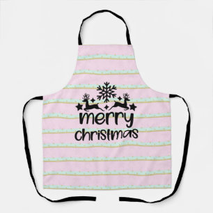 Merry Christmas with Reindeers and Snowflake Apron