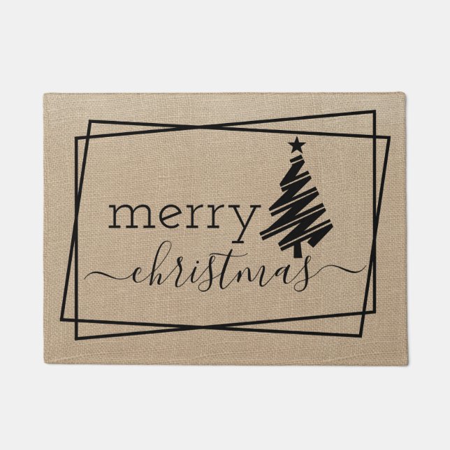 Merry Christmas with Ribbon Tree Doormat (Front)