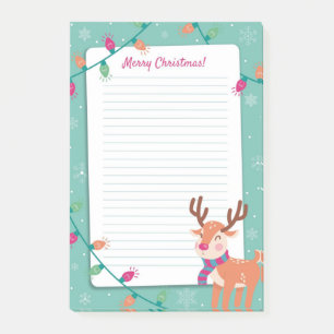 Merry Christmas with Rudolph and Christmas Lights Post-it Notes