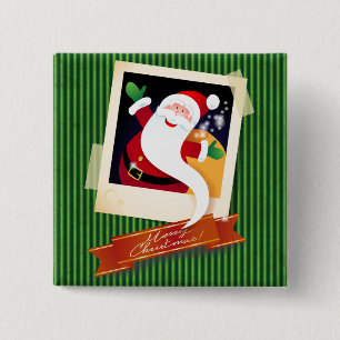 Merry Christmas with Santa! 15 Cm Square Badge