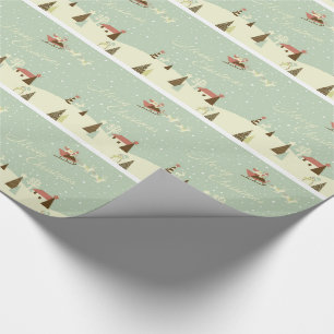 Merry Christmas with Santa Claus, Rudolfs, in snow Wrapping Paper