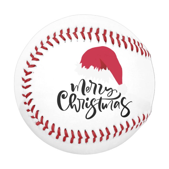 Merry Christmas with Santa hat on the top  Basebal Baseball (Front Left)