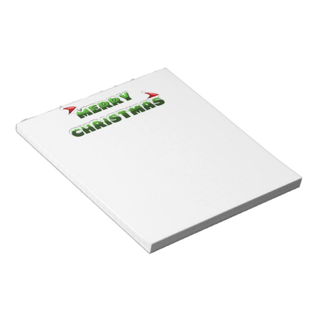 Merry Christmas with Santa Hats Notepad (Angled)
