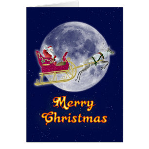 merry Christmas with Santa in his sleigh