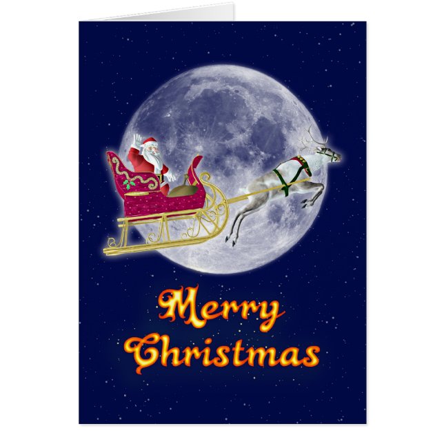 merry Christmas with Santa in his sleigh (Front)