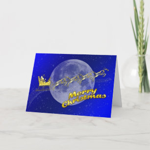 Merry Christmas with santa in his sleigh Holiday Card