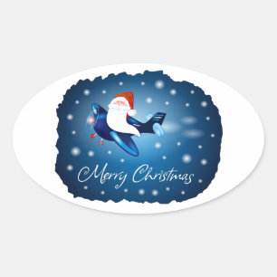Merry Christmas with Santa Oval Sticker