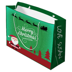 Merry Christmas with Santa Personalised Large Gift Bag