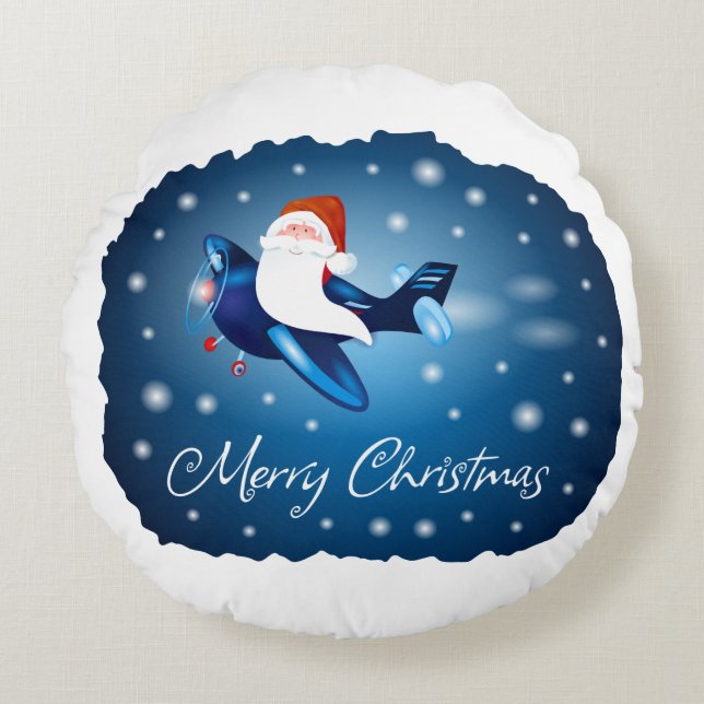 Merry Christmas with Santa Round Cushion (Front)