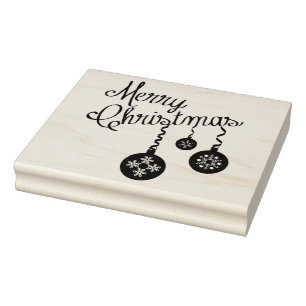 Merry Christmas with Snowflake Ornaments Art Stamp