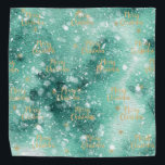 Merry Christmas With Snowflakes Bandana<br><div class="desc">Merry Christmas with snowflakes on green background. Atmospheric Christmas in watercolor style. Christmas gift for romantics.</div>