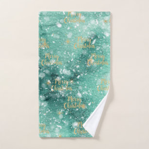 Merry Christmas With Snowflakes Hand Towel