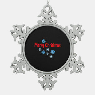 Merry Christmas with Snowflakes Snowflake Pewter Christmas Ornament