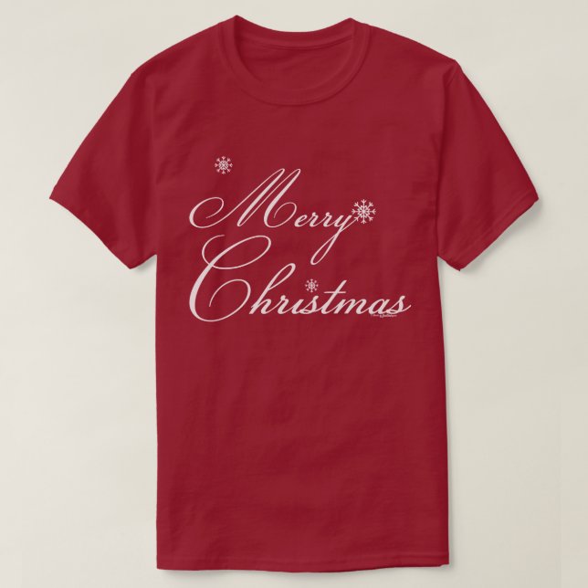 Merry Christmas With Snowflakes T-Shirt (Design Front)
