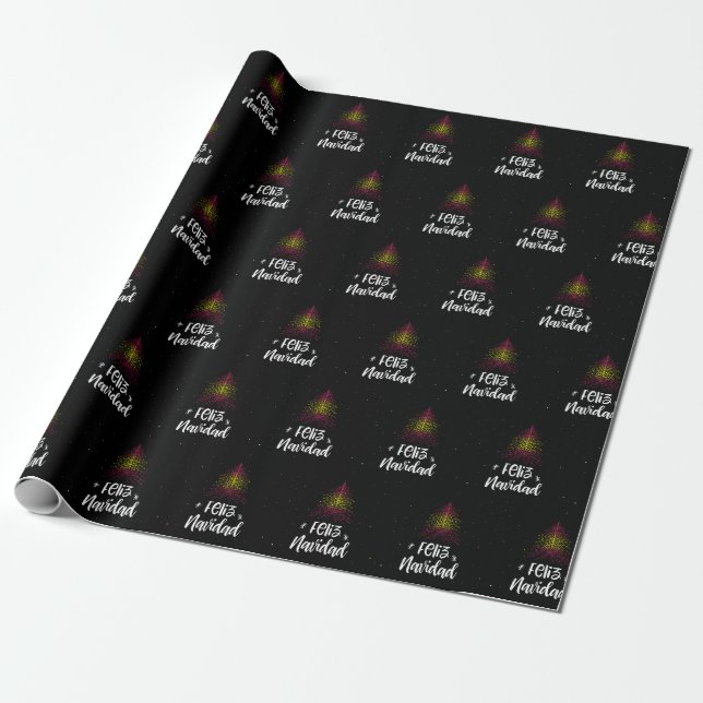 Merry Christmas with Spanish  flag Wrapping Paper (Unrolled)