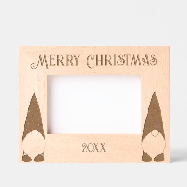 Merry Christmas with Two Gnomes Etched Frames (Front)