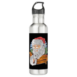 Merry Christmas with vintage Santa Claus 710 Ml Water Bottle