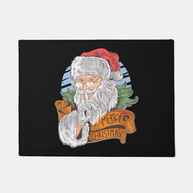 Merry Christmas with vintage Santa Claus Doormat (Front)