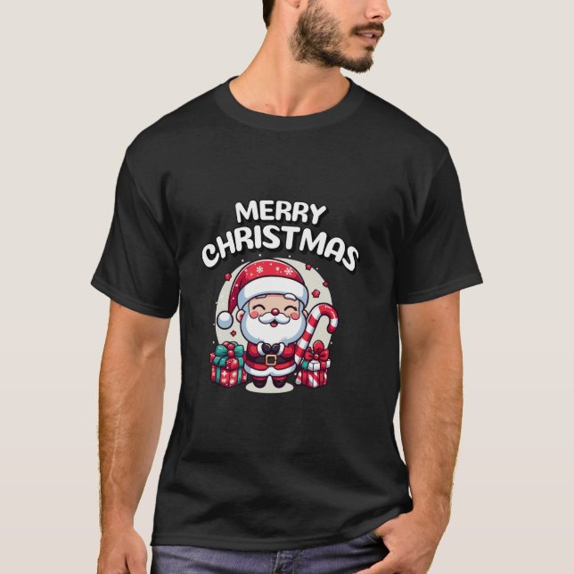 Merry Christmas Women Men Children Cute Santa Clau T-Shirt (Front)