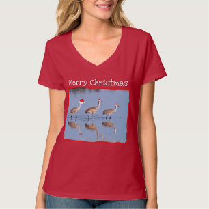 Merry Christmas - Women's Bird Tee Shirt - Cranes