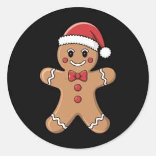 Merry Christmas Womens Gingerbread Santa Pyjamas Classic Round Sticker