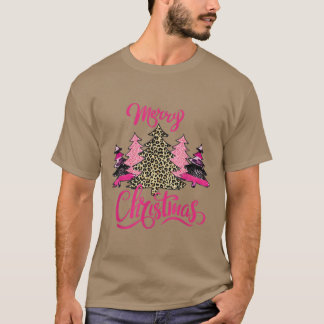 merry Christmas womens Girls pink tree christmas l T-Shirt