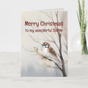 Merry Christmas Wonderful Sister Watercolor Card