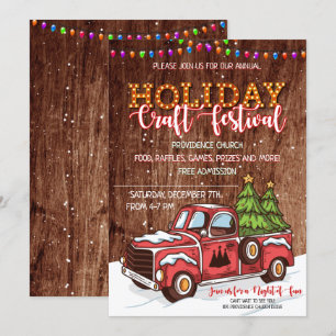 Merry Christmas Wood Craft Festival Invitation