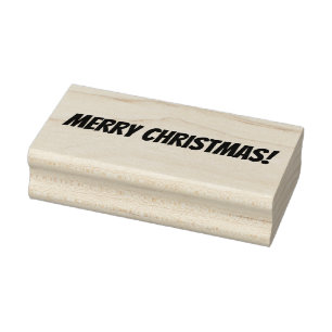 Merry Christmas Wood Rubber Stamp