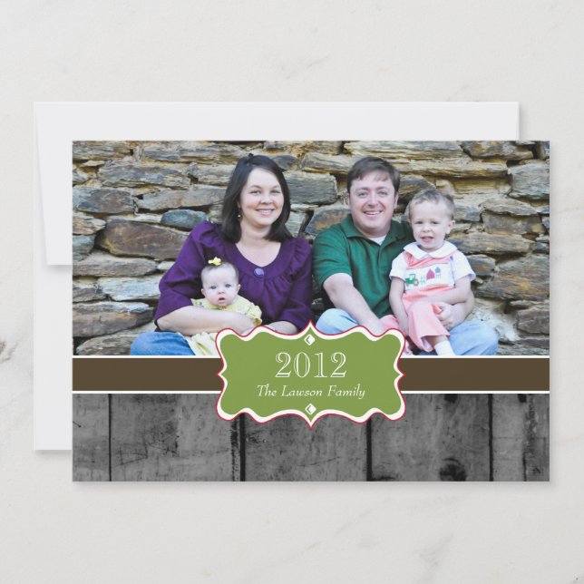 Merry Christmas Wood Rustic Photo Holiday Card (Front)