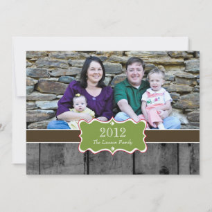 Merry Christmas Wood Rustic Photo Holiday Card