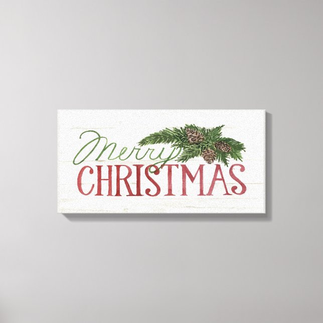 Merry Christmas | Wood Whitewash Canvas Print (Front)