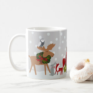 Merry Christmas Woodland Animals Snow Personalised Coffee Mug