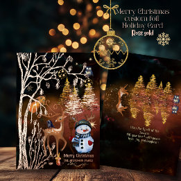 Merry Christmas Woodland Enchanted Forest  Foil Holiday Card