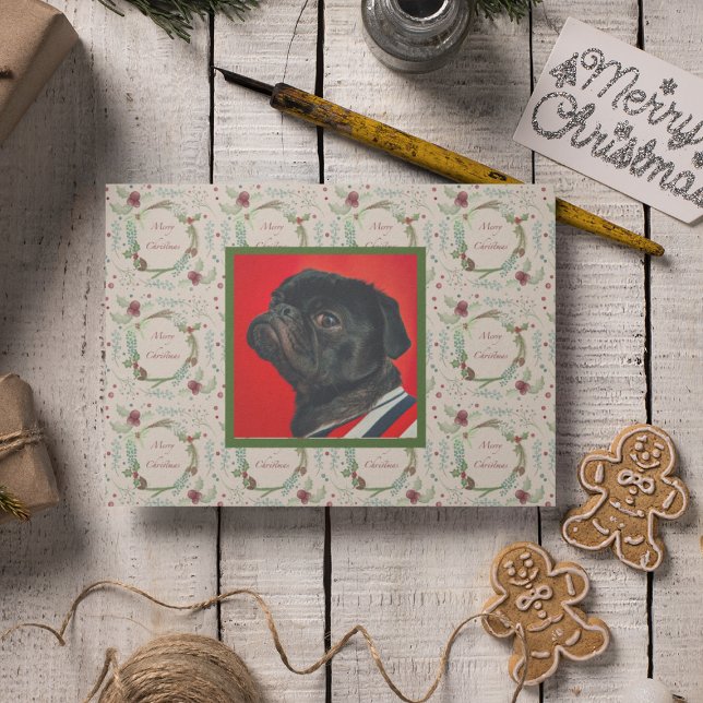 Merry Christmas Woodland Evergreen Wreath  Holiday Card (Creator Uploaded)