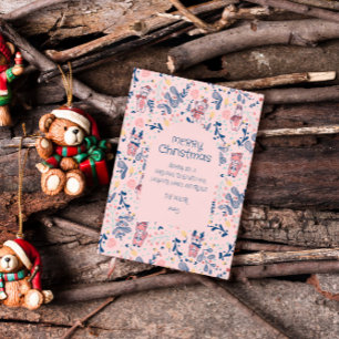 Merry Christmas Woodland Friends in Winter Forest Postcard