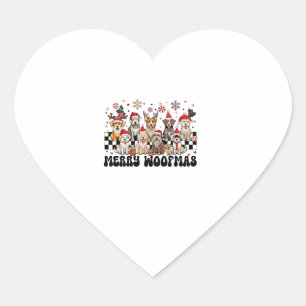 Merry Christmas Woofmas Dog Lovers Puppies Santa R Heart Sticker