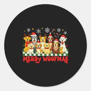 Merry Christmas Woofmas Dogs Lover Holiday Men Wom Classic Round Sticker