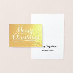 Merry Christmas Word Art Gold Foil Card